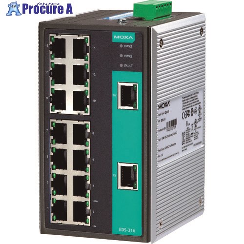 MOXA 16ポート(RJ45×16) アンマネージド イーサネットスイッチ EDS-316 1台 ▼168-4966