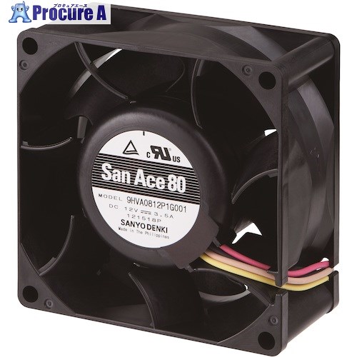 SanAce 標準ファン(80×38mm DC12V-リード線仕様) 9HVA0812P1G001 1台 ■▼430-8419 【送料都度見積】