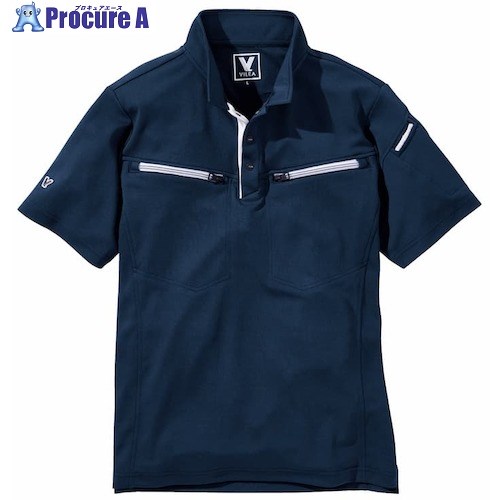 VILEA ミニ衿半袖ポロシャツ M ネイビー 605-M-1 3着 ■▼539-2678 【送料都度見積】