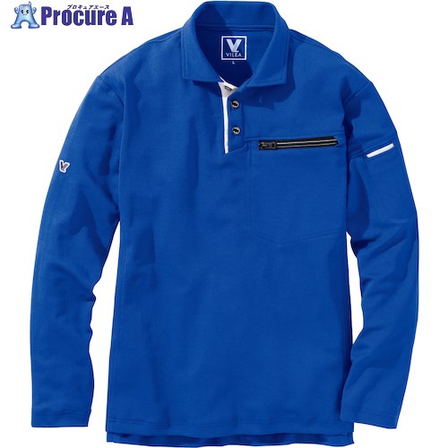 VILEA 長袖ポロシャツ L ロイヤルブルー 801-L-75 3着 ■▼597-3271 【送料都度見積】