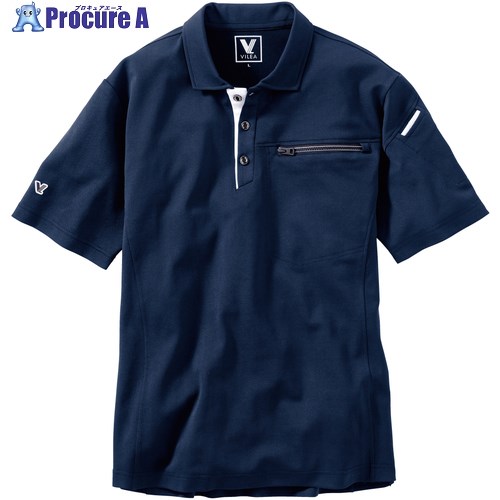 VILEA 半袖ポロシャツ L ネイビー 805-L -1 3着 ■▼656-5104 【送料都度見積】