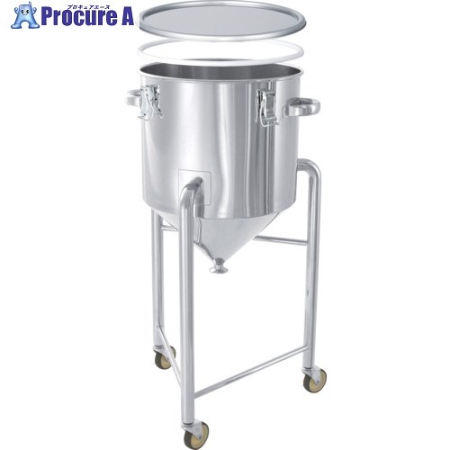 MONOVATE ホッパー型 PTFEパッキン付密閉容器 脚付 25L HT-CTH-L-PTFE-33 1個 ■▼866-6639