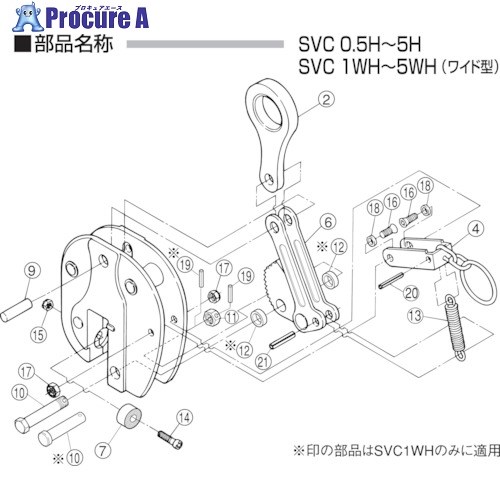 スーパー 立吊クランプ(SVC-H)用カムセット SVT3H 1S ▼855-0610 ●YA513