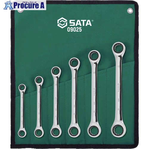 SATA 両口ラチェットレンチセット(6点) 09025 1S ▼695-7720