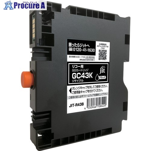 jit インクカートリッジ リコー GC43K対応 ジットリサイクルインク JIT-R43B ブラック JIT-R43B 10本 ■▼707-3296 【送料都度見積】