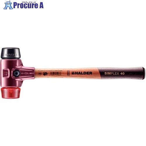 HALDER SIMPLEX プラスチックハンマー 鋳鉄ハウジング、木製ハンドル 径(40)mm ゴム複合材(黒)・プラスティック(赤) 3026.040 1本 ▼481-7737