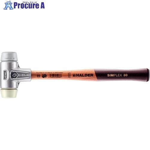 HALDER SIMPLEX プラスチックハンマー アルミハウジング、木製ハンドル 径(30)mm TPEミディアム(グレー)・ナイロン(白) 3138.030 1本 ■▼711-3427 【送料都度見積】