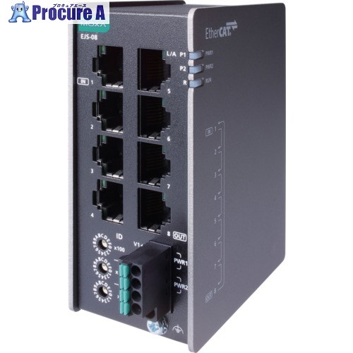 MOXA 8ポート産業用EtherCATジャンクション ワイド温度モデル EJS-08-T 1個 ■▼706-9809 【送料都度見積】