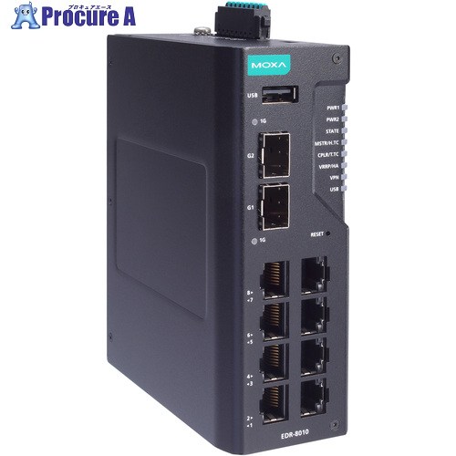 MOXA 8FE銅線＋2GbE SFPマルチポート 産業用セキュアルーター、VPN、コンフォーマルコーティング ワイド温度モデル EDR-8010-VPN-2GSFP-CT-T 1台 ■▼704-1364 【送料都度見積】