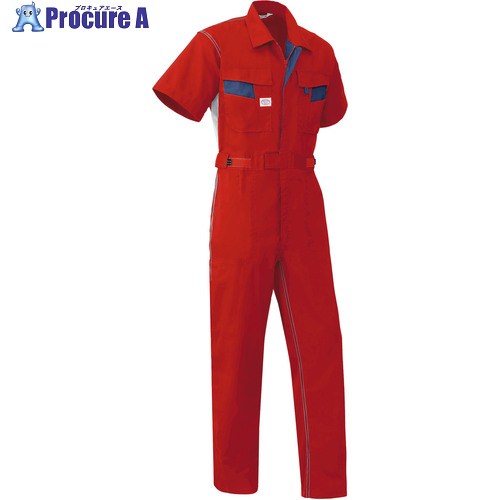 AUTO-BI SS(春夏)モデル 半袖つなぎ服8301-005レッド-M 8301-005-M 1着 ■▼136-9367 【送料都度見積】｜プロキュアエース