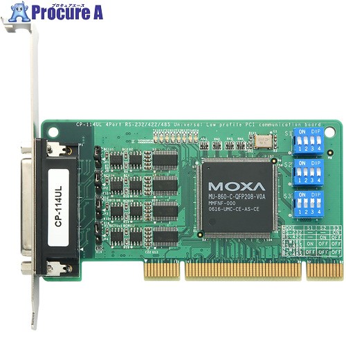 MOXA 4ポートRS-232C/422/485 ロープロファイル ユニバーサルPCIポート DB25接続ケーブル付 CP-114UL/DB25M 1個 ■▼168-8232 【送料都度見積】