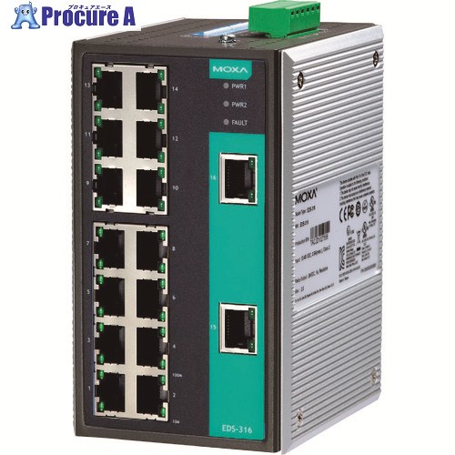 MOXA 16界面(RJ45×16) アンマネージド イーサネットスイッチ EDS-316 1台 ▼168-4966