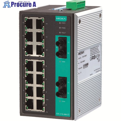 MOXA 16界面(RJ45×14、マルチ流行り物ST繋ぎ×2) アンマネージド イーサネットスイッチ 広広とした気温ひな形 EDS-316-MM-ST-T 1個 ■▼168-5028 【貨物輸送都度積もり書き】