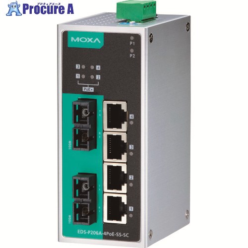 MOXA 6界面(RJ45 PoE×4、シングル流行り物SC繋ぎ×2) アンマネージド イーサネットスイッチ 広広とした体温真似形 EDS-P206A-4POE-SS-SC-T 1個 ■▼168-5258 【貨物輸送都度積もり書き】
