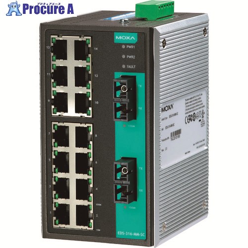 MOXA 16界面(RJ45×14、マルチ流行り物SC繋ぎ×2) アンマネージド イーサネットスイッチ 広広とした気温ひな形 EDS-316-MM-SC-T 1個 ■▼168-8052 【貨物輸送都度積もり書き】