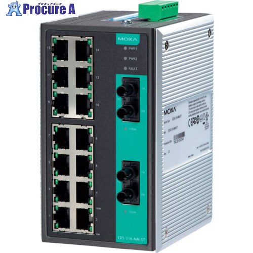 MOXA 16界面(RJ45×15、シングル流行り物SC繋ぎ×1) アンマネージド イーサネットスイッチ EDS-316-S-SC 1個 ■▼168-8261 【貨物輸送都度積もり書き】