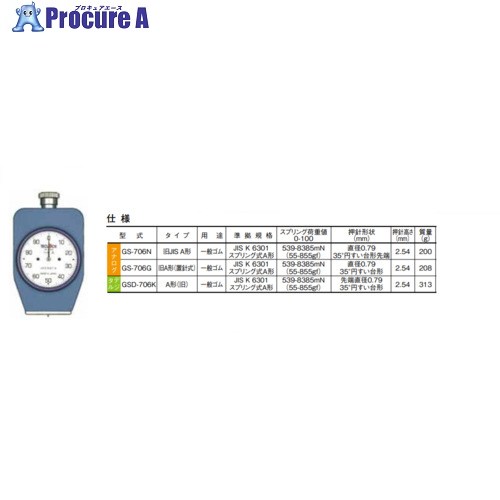 TECLOCK デジタルデュロメータ A型(旧)JIS K 6301判定基準(無効にする) GSD-706K 1個 ■▼436-2061