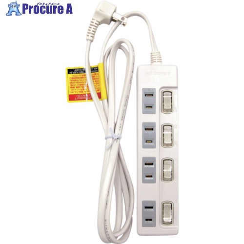 STARLIGHT 4個口個別スイッチ付きタップ1.5m SK-4SED15W 25個 ■▼414-2711 【送料都度見積】