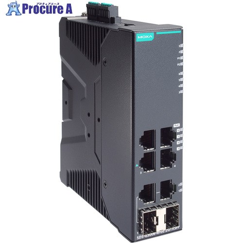 MOXA 実業用フルギガビットスマートイーサネットスイッチ6界面(PoE相応うRJ-45×4、ジャズバンド界面×2) SDS-G3006-4POE-2GTXSFP 1個 ■▼698-3485 【貨物輸送都度積もり書き】