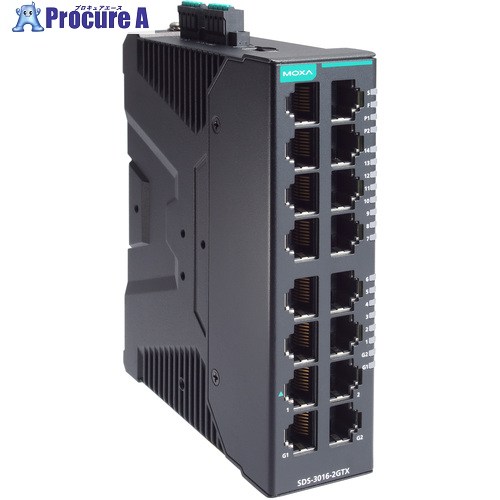 MOXA 実業用ギガビットスマートイーサネットスイッチ16界面(RJ-45×14、10/100/1000BaseT(X)×2) SDS-3016-2GTX 1個 ■▼698-3501 【貨物輸送都度積もり書き】