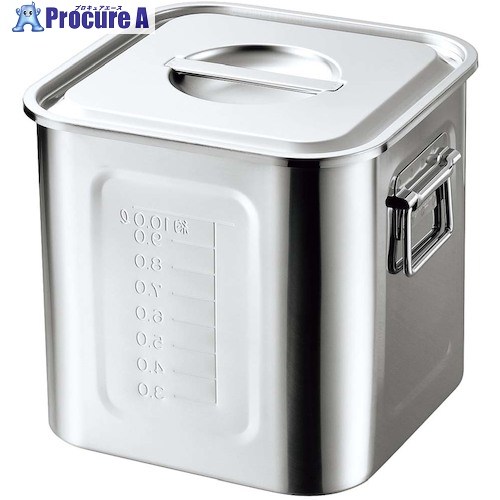 EBM 18-8 目盛付 角型キッチンポット 24cm 手付 1154010 1個 ■▼496-8363 【送料都度見積】