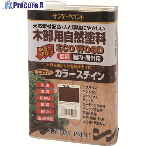 サンデーペイント エコウッドカラーステイン 屋外用つやありクリヤー 1600M 254712 1個 ■▼196-3620 【送料都度見積】｜プロキュアエース 7,756円