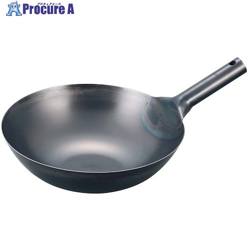 EBM 鉄ブルーテンパー プレス 中華片手鍋 39cm 2724200 1個 ■▼472-3870 【送料都度見積】