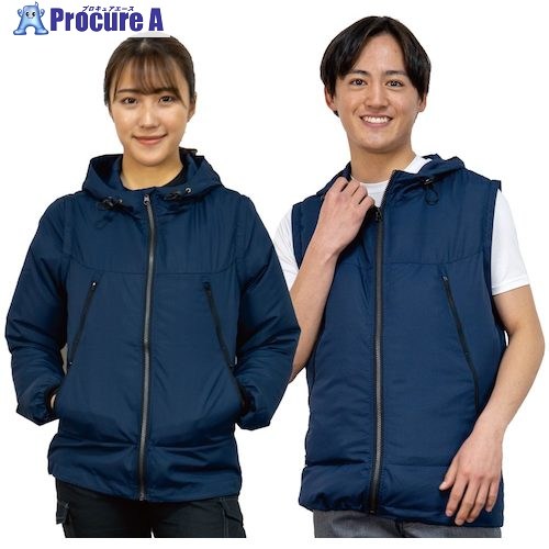 岡潮 空調付2Wayパーカー(ウェアのみ) 30101 ネイビー S 30101-S 1着 ■▼536-0506 【送料都度見積】