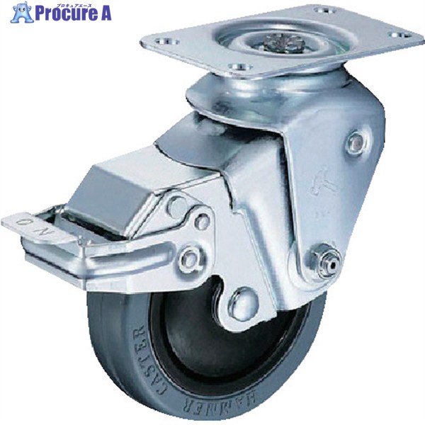 ハンマー クッションキャスター旋回式ゴム車輪 100mm 線径2.9mm ストッパー付 935BBE-FR100-29 1個 ▼309-3051