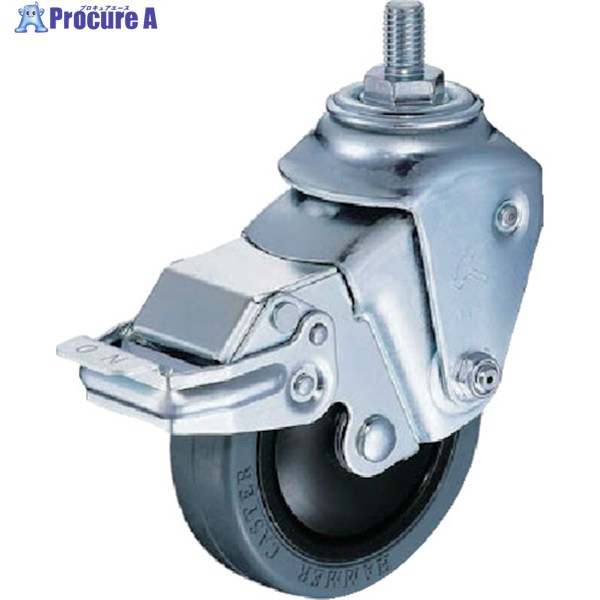 ハンマー クッションキャスターねじ込み旋回式ゴム車輪 100mm 線径2.3mm SP付 935BEA-FR100-M12-23 1個 ▼309-3123