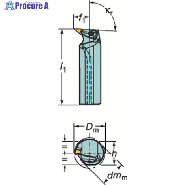 SANDVIK コロターンRC ネガチップ用ボーリングバイト(410) A40T-DVUNR 16 (410) 1個 ▼359-3070 ●KO521