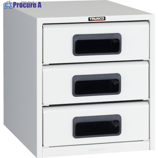 TRUSCO αレターケース スチール深型3段 引出飛出し防止型 A4-W3N 1台 ▼393-7577