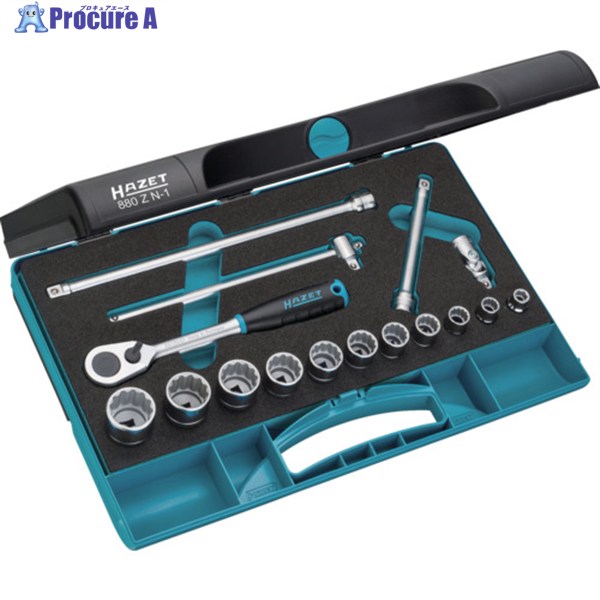 HAZET ソケットレンチセット(12角タイプ・差込角9.5mm) 880ZN-1 1S ▼439-5492 ｜プロキュアエース
