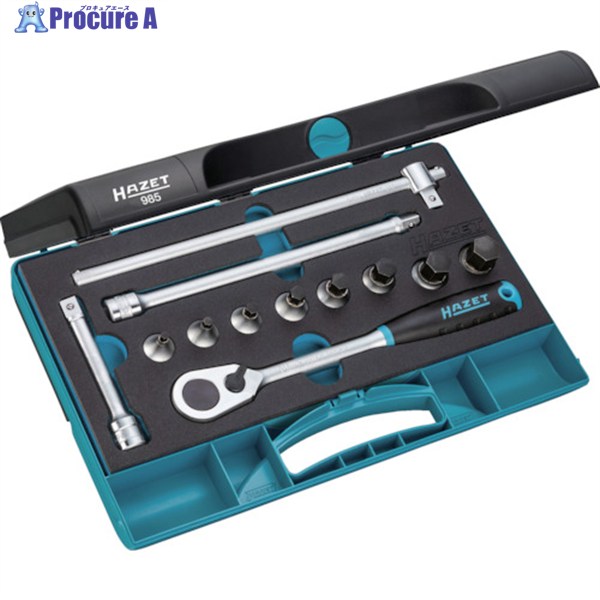 HAZET ヘキサゴンソケットレンチセット(差込角12.7粍) 985 1S ▼439-6766 手動工具-花・ガーデン・DIY-ソケットレンチセット