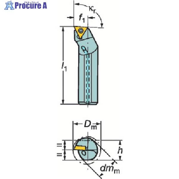 SANDVIK コロターン107 ポジチップ用ボーリングバイト(210) A10K-STFCR 09-R (210) 1個 ▼601-3732 ●KO521