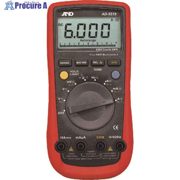 A＆D 6000カウント デジタルマルチメーター AD-5519 AD-5519 1台 ▼179-5486