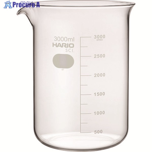 HARIO ビーカー 準拠集団目盛付 3000ml B-3L-SCI 1個 ▼206-5668 研究・実験用品-ビーカー-容器・試験管