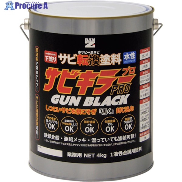 BANーZI 錆転換塗料 サビキラープロガンブラック 4kg ガンメタ A-SKPG/K04B 1缶 ▼370-1719
