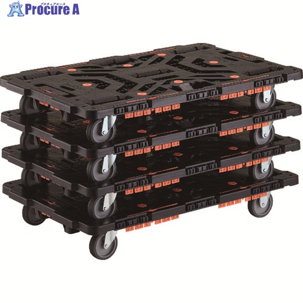 TRUSCO まとめ買い 連結式樹脂製平台車 ビートル 900X600 自在3輪 コボレ止めセット付 4台セット BT900KJ3-E100-M4 1S ▼206-3375
