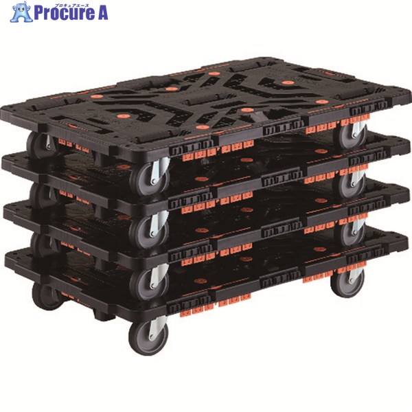 TRUSCO 連結式樹脂製平台車 ビートル 900X600 自在5輪 コボレ止めセット付 まとめ買い4台 BT900KJ5-E100-M4 1S ▼206-3378