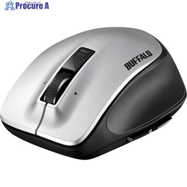 BUFFALO 無線 レーザー プレミアムフィットマウス Mサイズ シルバー BSMLW500MSV 1個 ▼417-0711