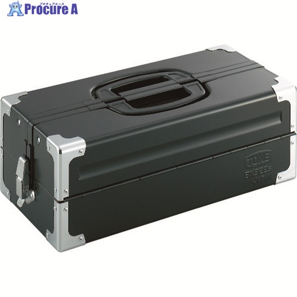 TONE スチール製工具箱 ツールケース(メタル) V形2段式 マットブラック 外形寸法160mm BX322SBK 1個 ▼390-4369 ●YA513