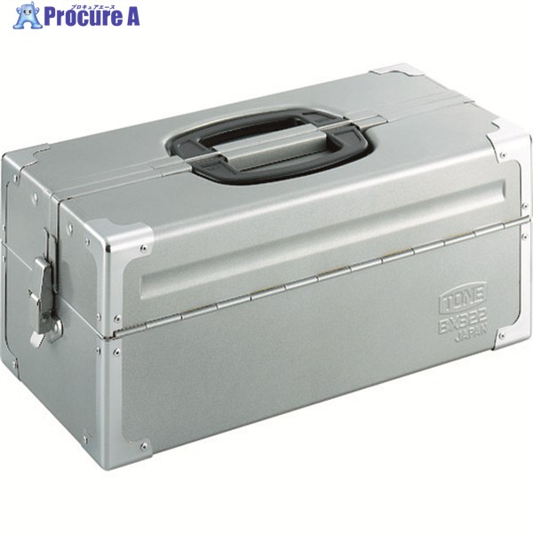 TONE スチール製工具箱 ツールケース(メタル) V形2段式 シルバー 外形寸法195mm BX322SV 1個 ▼390-4385 ●YA513