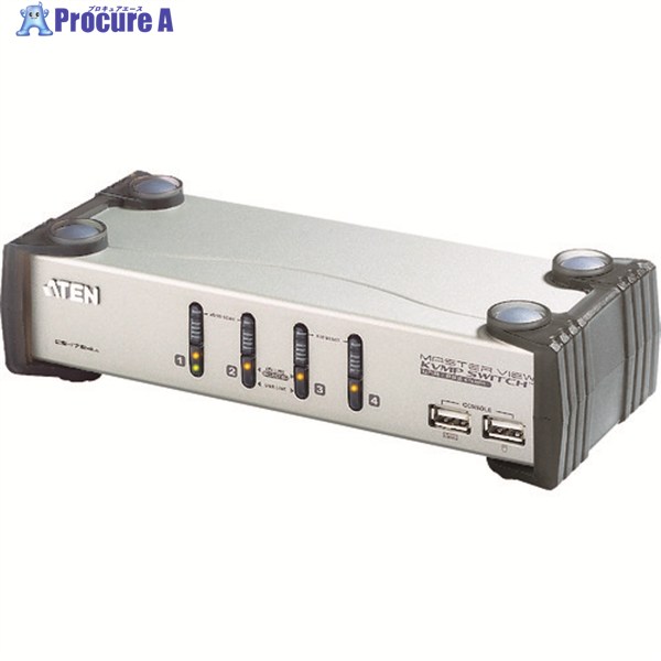 ATEN KVMP[[TM上]]スイッチ 4ポート/USB/VGA/オーディオ/USB2.0ハブ2ポート CS1734A 1台 ▼115-2985