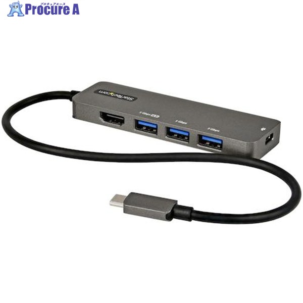 StarTech マルチポートアダプター/USB-C/シングルモニター/4K60Hz HDMI/100W PD/4ポートUSBハブ DKT30CHPD3 1箱 ▼572-6536