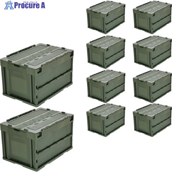 TRUSCO 【まとめ買い】オリコン 蓋つき折りたたみコンテナ 50L OD 10個 CT50-OD-10P 1S ▼575-4193