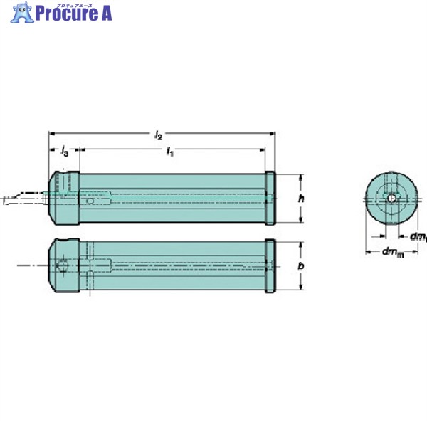 SANDVIK 円筒平取り付きシャンク コロターンXSアダプタ(425) CXS-A1000-04M (425) 1本 ▼606-9011 ●KO521