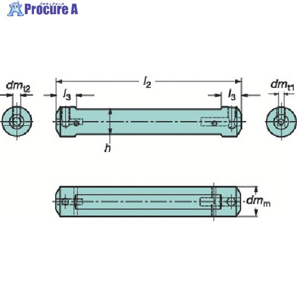 SANDVIK 円筒平取り付きシャンク コロターンXSアダプタ(425) CXS-A16-06 (425) 1個 ▼606-9029 ●KO521