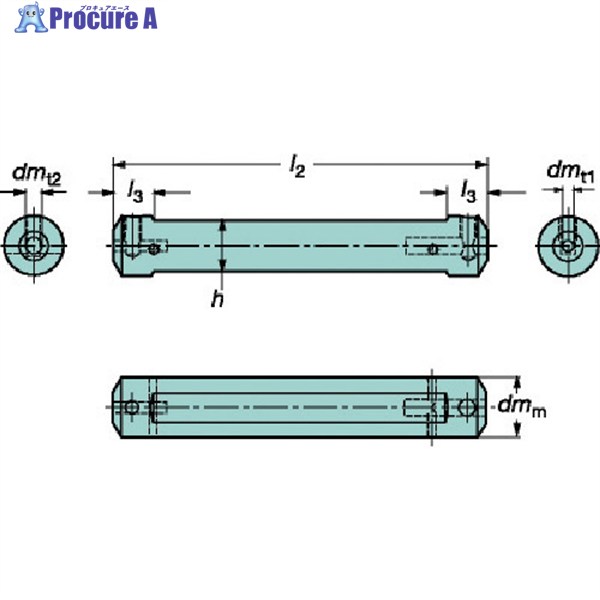 SANDVIK 円筒平取り付きシャンク コロターンXSアダプタ(425) CXS-A20-06 (425) 1個 ▼609-6344  ●KO521