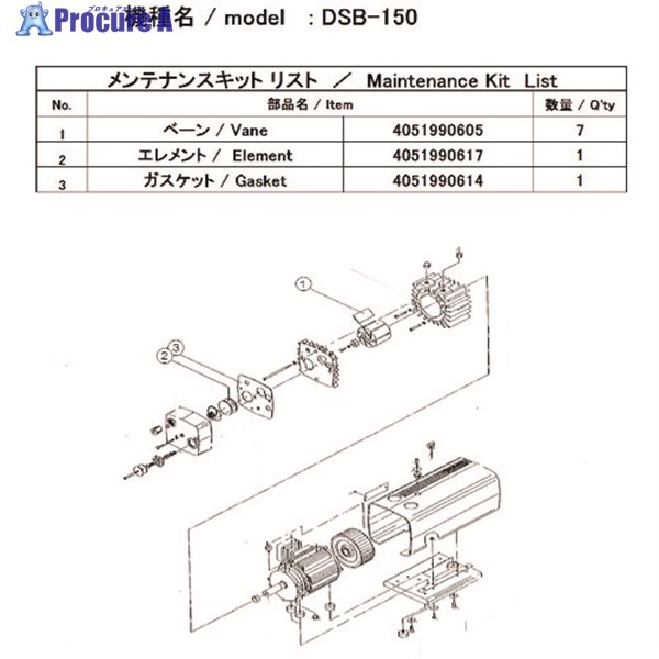 アルバック 真空ポンプ用メンテナンスキット DSB-150用 DSB-150 MAINTENANCEKIT 1式 ▼148-7149